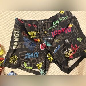 Iconic Black Graphic Men's Swim Trunks